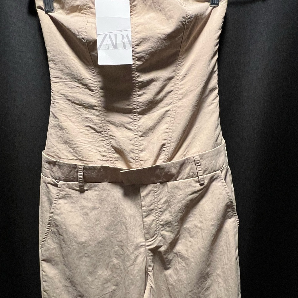 Zara Beige Strapless Jumpsuit